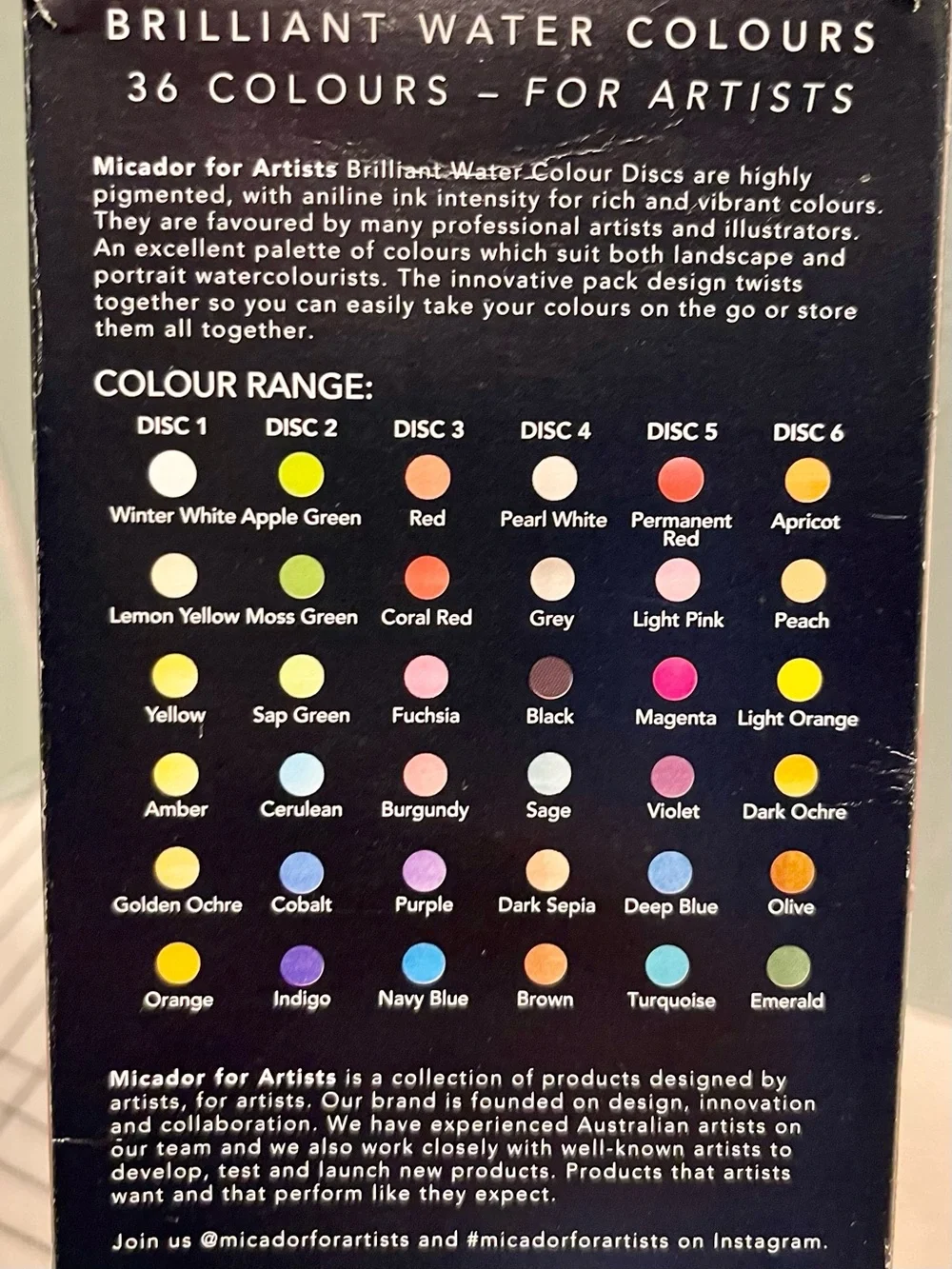 MICADOR Brilliant Watercolour Set of 36 Colors BRAND NEW ARTIST QUALITY